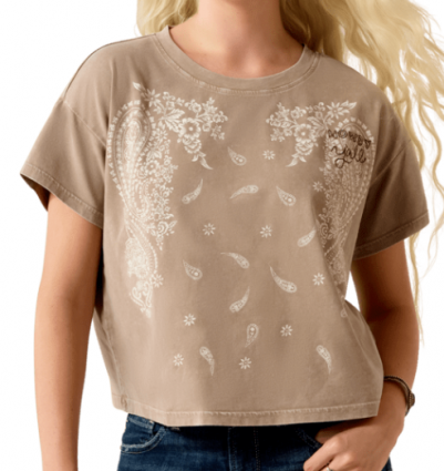 WMS PAISLEY BOXY CROP TEE