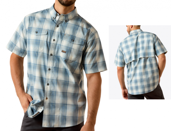 MNS RBR VTEK STRETCH SHIRT BLUE