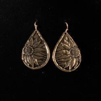 BR TEAR DROP SUNFLOWER EARRINGS