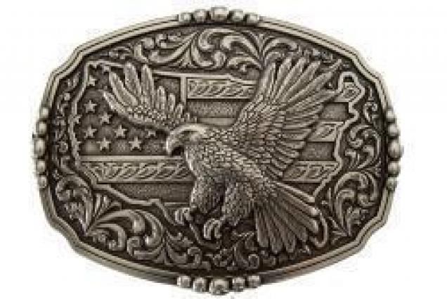 NOCONA AM FLAG EAGLE BELT BUCKLE