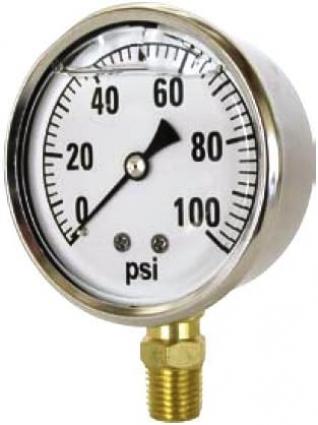 PRESSURE GAUGE 100PSI LIQ.,SS