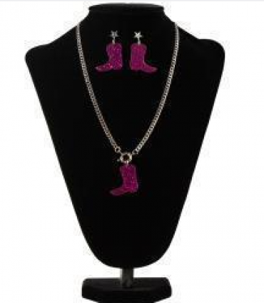 SS GLITTERY BOOT SET HOT PINK