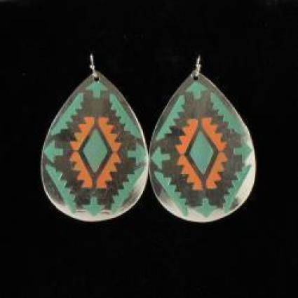 SS AZTEC TEARDROP EARRINGS