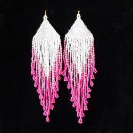 SS BEADED DANGLE EARRINGS PINK
