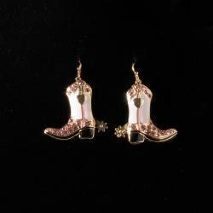 SS COWGIRL BOOT EARRINGS PINK
