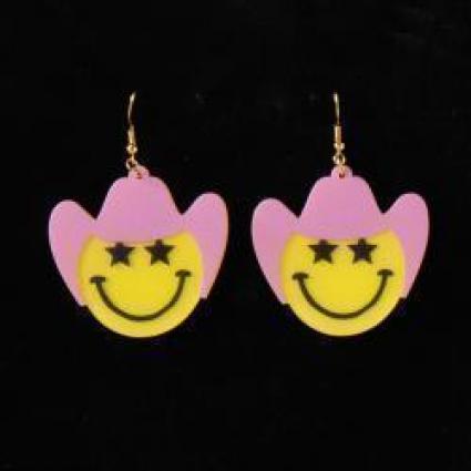 SS SMILEY FACE COWGIRL EARRINGS
