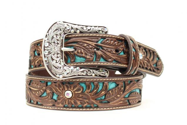 W ARIAT FILIGREE BELT W/TQ INLAY