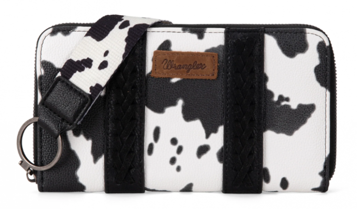 WRANGLER COW PRINT WALLET BLACK