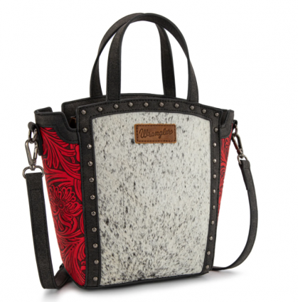 WRANGLER HAIR ON HIDE TOTE RED