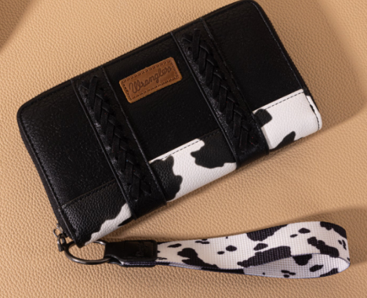 WRANGLER COW PRINT WLT BLACK