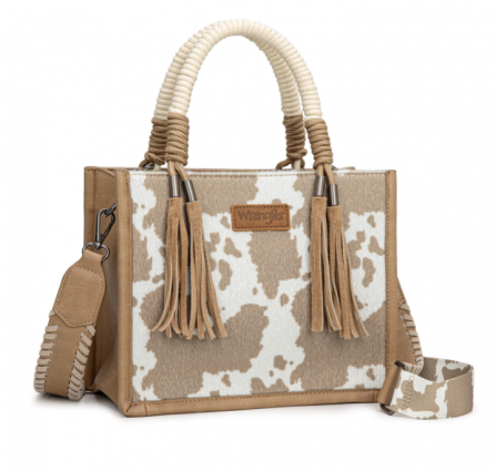 WRANGLER COW PRINT TOTE BROWN