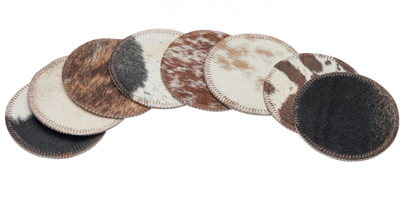PLAIN COWHIDE COASTER ROUND
