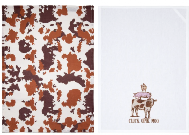 WRANGLER 2 PACK TEA TOWELS COW