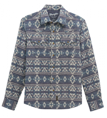 RETRO LS SNAP SHIRT NAVY AZTEC