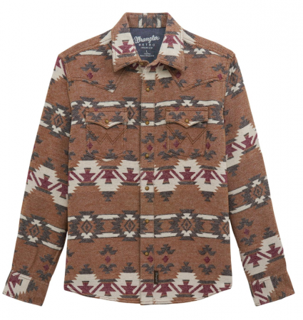 RETRO LS SNAP SHIRT BROWN AZTEC