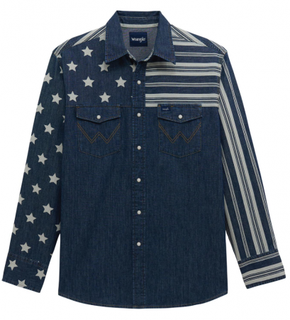 DENIM STARS AND STRIPES LS SHIRT