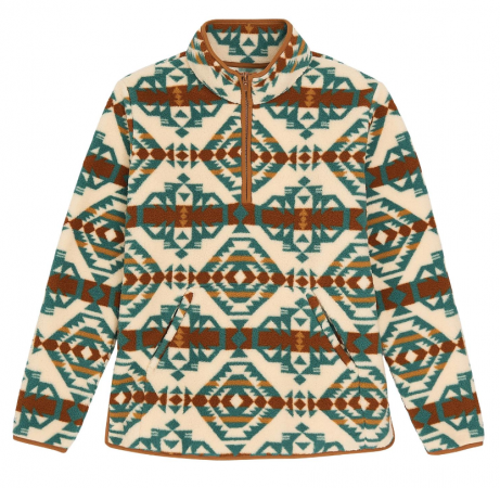 VINTAGE SHERPA QTR ZIP TURQUOISE