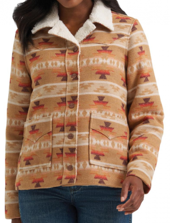 Retro Jacquard Coat Tan Aztec