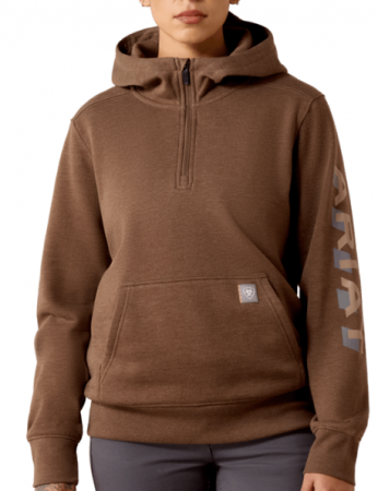 W Rebar Logo 1/2 Zip Hoodie Tan